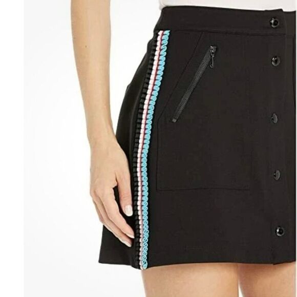 NWOT Juicy Couture Black Label SZ 4 Ponte Knit Preppy Snap Button Up Mini Skirt - Picture 2 of 16